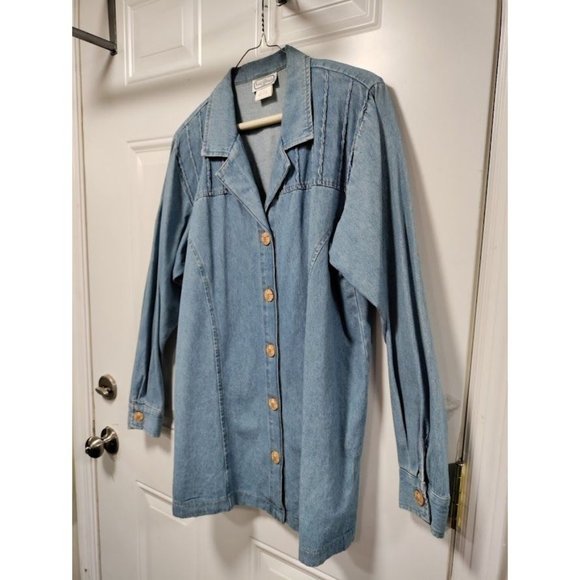 Vintage 80's Saint Germain Long Sleeve Notch Lapel Button Up Blue Denim Jacket M - Picture 11 of 16